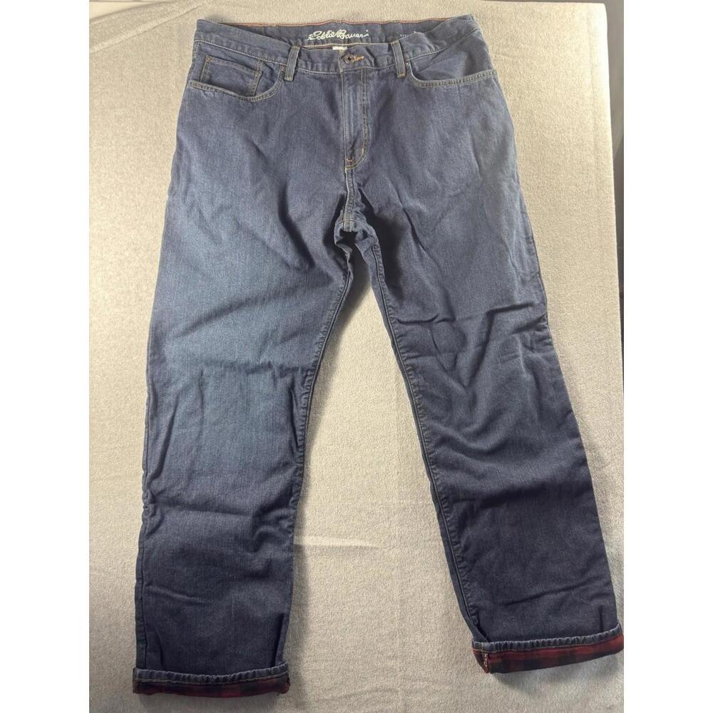 Eddie Bauer Flannel Lined Denim Straight Fit BLUE  38 X 32